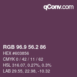 カラーコード: RGB 96.9 56.2 86 | qconv.com