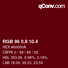 カラーコード: RGB 96 0.8 10.4 | qconv.com