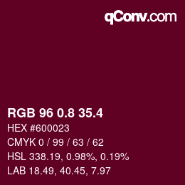 カラーコード: RGB 96 0.8 35.4 | qconv.com