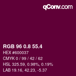 カラーコード: RGB 96 0.8 55.4 | qconv.com