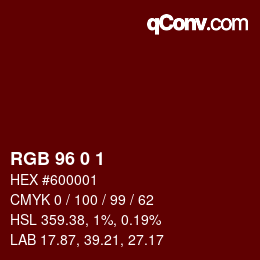 カラーコード: RGB 96 0 1 | qconv.com