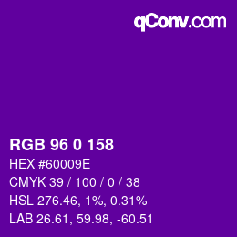 Color code: RGB 96 0 158 | qconv.com