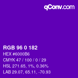 Color code: RGB 96 0 182 | qconv.com