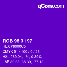 Farbcode: RGB 96 0 197 | qconv.com