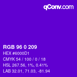 Color code: RGB 96 0 209 | qconv.com