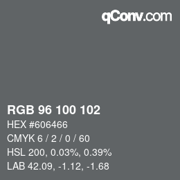 Farbcode: RGB 96 100 102 | qconv.com