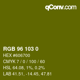 Color code: RGB 96 103 0 | qconv.com
