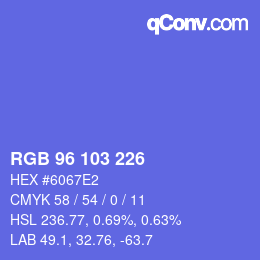 カラーコード: RGB 96 103 226 | qconv.com