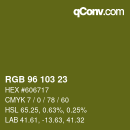 カラーコード: RGB 96 103 23 | qconv.com