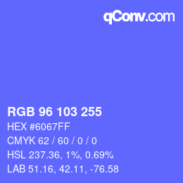 カラーコード: RGB 96 103 255 | qconv.com