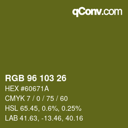 Color code: RGB 96 103 26 | qconv.com