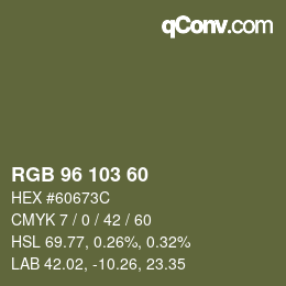颜色代码: RGB 96 103 60 | qconv.com