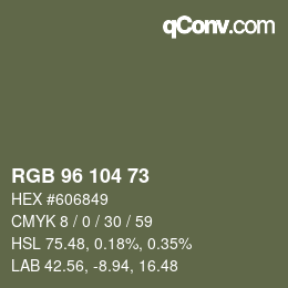 Color code: RGB 96 104 73 | qconv.com