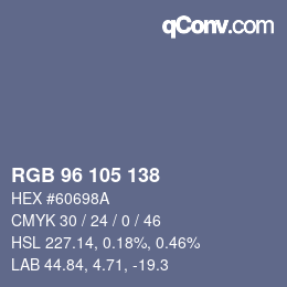 Color code: RGB 96 105 138 | qconv.com