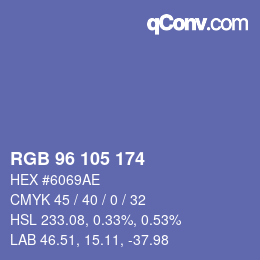 カラーコード: RGB 96 105 174 | qconv.com