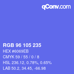 Color code: RGB 96 105 235 | qconv.com