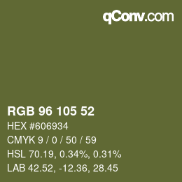 Farbcode: RGB 96 105 52 | qconv.com