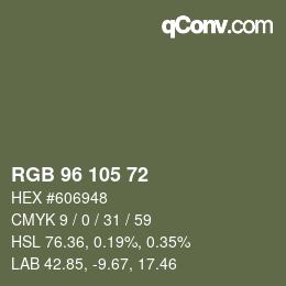 Color code: RGB 96 105 72 | qconv.com
