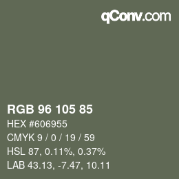 Color code: RGB 96 105 85 | qconv.com