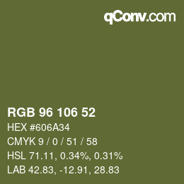 カラーコード: RGB 96 106 52 | qconv.com