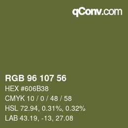 カラーコード: RGB 96 107 56 | qconv.com