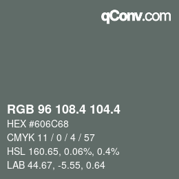 カラーコード: RGB 96 108.4 104.4 | qconv.com