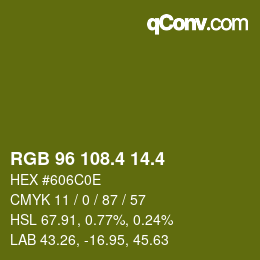 カラーコード: RGB 96 108.4 14.4 | qconv.com