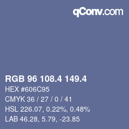 カラーコード: RGB 96 108.4 149.4 | qconv.com