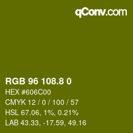カラーコード: RGB 96 108.8 0 | qconv.com