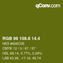 カラーコード: RGB 96 108.8 14.4 | qconv.com
