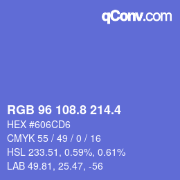 カラーコード: RGB 96 108.8 214.4 | qconv.com