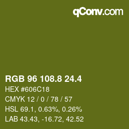カラーコード: RGB 96 108.8 24.4 | qconv.com