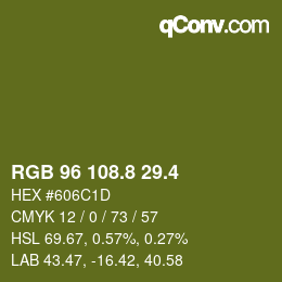カラーコード: RGB 96 108.8 29.4 | qconv.com