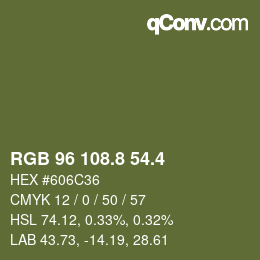カラーコード: RGB 96 108.8 54.4 | qconv.com