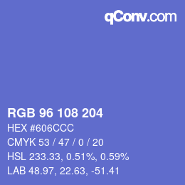 カラーコード: RGB 96 108 204 | qconv.com