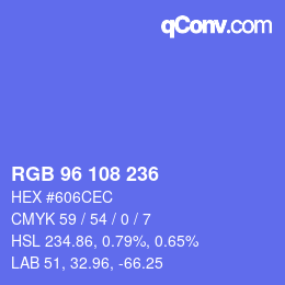 Color code: RGB 96 108 236 | qconv.com