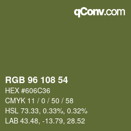 Color code: RGB 96 108 54 | qconv.com