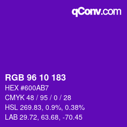 Color code: RGB 96 10 183 | qconv.com