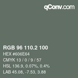 カラーコード: RGB 96 110.2 100 | qconv.com