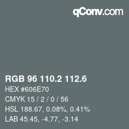 カラーコード: RGB 96 110.2 112.6 | qconv.com