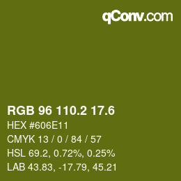 カラーコード: RGB 96 110.2 17.6 | qconv.com