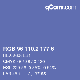 カラーコード: RGB 96 110.2 177.6 | qconv.com