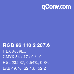 カラーコード: RGB 96 110.2 207.6 | qconv.com