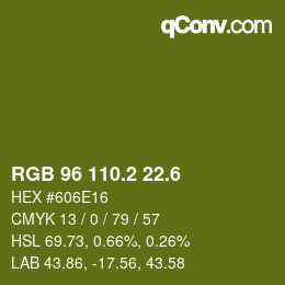 カラーコード: RGB 96 110.2 22.6 | qconv.com