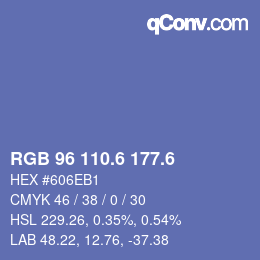 カラーコード: RGB 96 110.6 177.6 | qconv.com