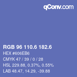 カラーコード: RGB 96 110.6 182.6 | qconv.com