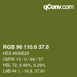 カラーコード: RGB 96 110.6 37.6 | qconv.com