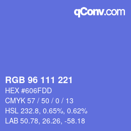 Color code: RGB 96 111 221 | qconv.com
