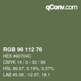 Color code: RGB 96 112 76 | qconv.com