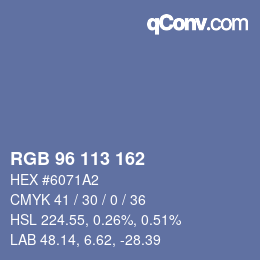 Color code: RGB 96 113 162 | qconv.com
